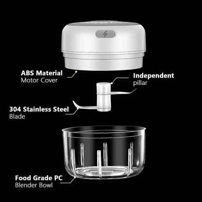 Electric Mini Garlic Chopper, 100ML Food Chopper Garlic Mincer USB, Portable Small Food Processor for Vegetables