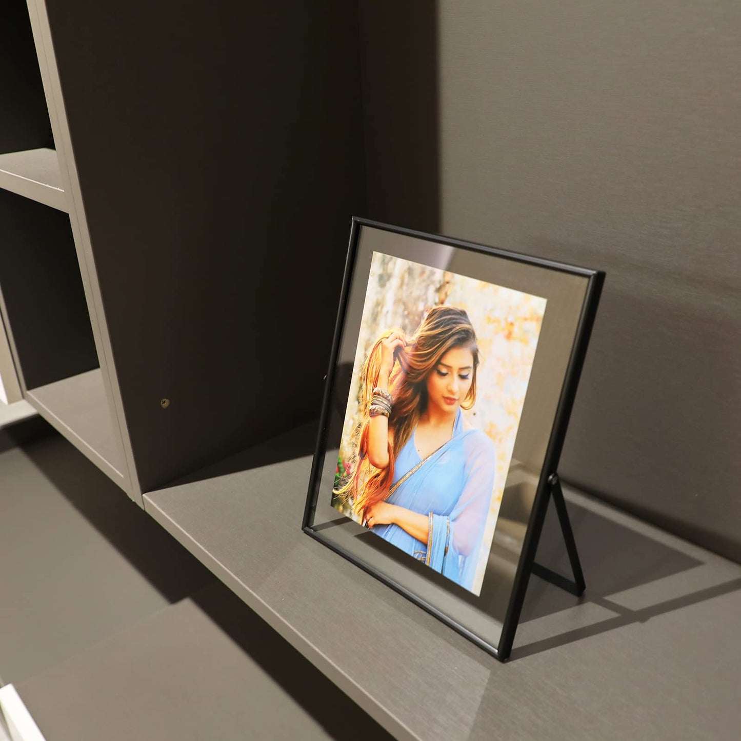 AhaGo Black Floating Frame, 8x10 Inches, Vertical, Set of 2, For Picture 7x9,6x8, 5x7, Tabletop Shelf Photo Frames, Classy For Father's Day, Wedding or Birthday