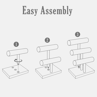 ProCase Bracelet Holder Display Bracelet Organizer, Wooden Bracelet Stand for Selling, T-bar Bangle Storage Rack Wood Watch Display Tower for Business - 3 Tier, Nature