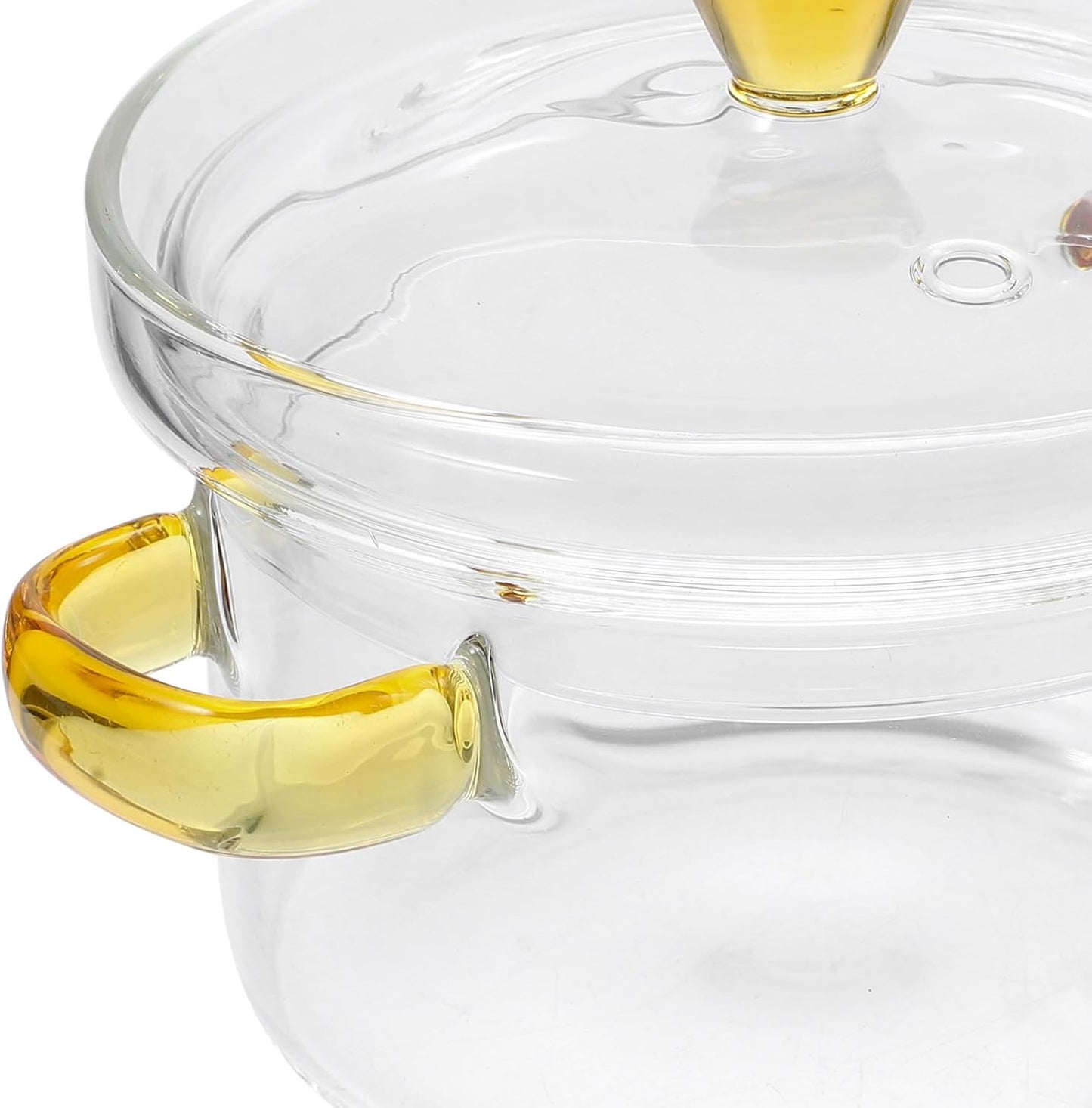 CALLARON Glass Saucepan, 300ml Stovetop Milk Butter Warmer with Cover and Dual Handle