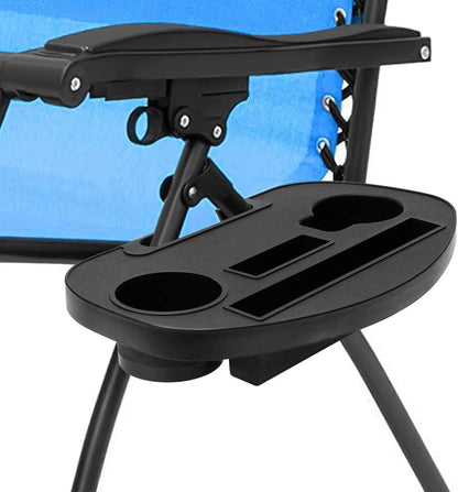Zero Gravity Chair Tray with Cup Holder and Snack Slot - Black