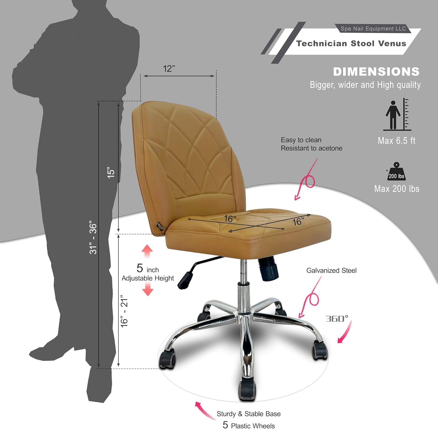 Galaxy Professional Nail Salon Furniture Set – Luxury Pedicure Spa Chair, Manicure Table & Technician Stools (Capuchino Set, Espresso Table)