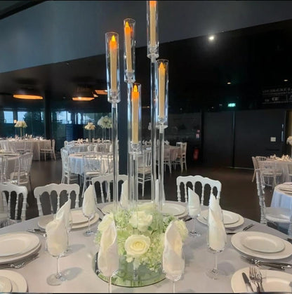 42.5inch 10pcs Acrylic Candelabra Centerpieces for Tables 5 Arms Wedding centerpieces for Decorations