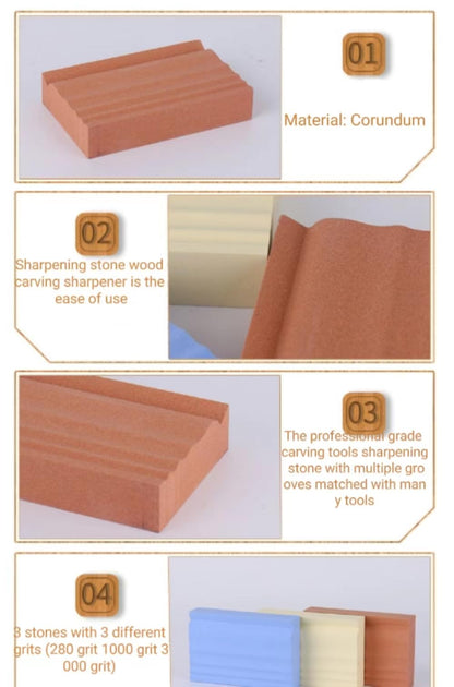 RYFCRRZ Sharpening Stones for Wood Carving Tools - Whetstones Wood Carvers Sharpener -Gouge Sharpening Stone 280 & 1000 & 3000 Grit