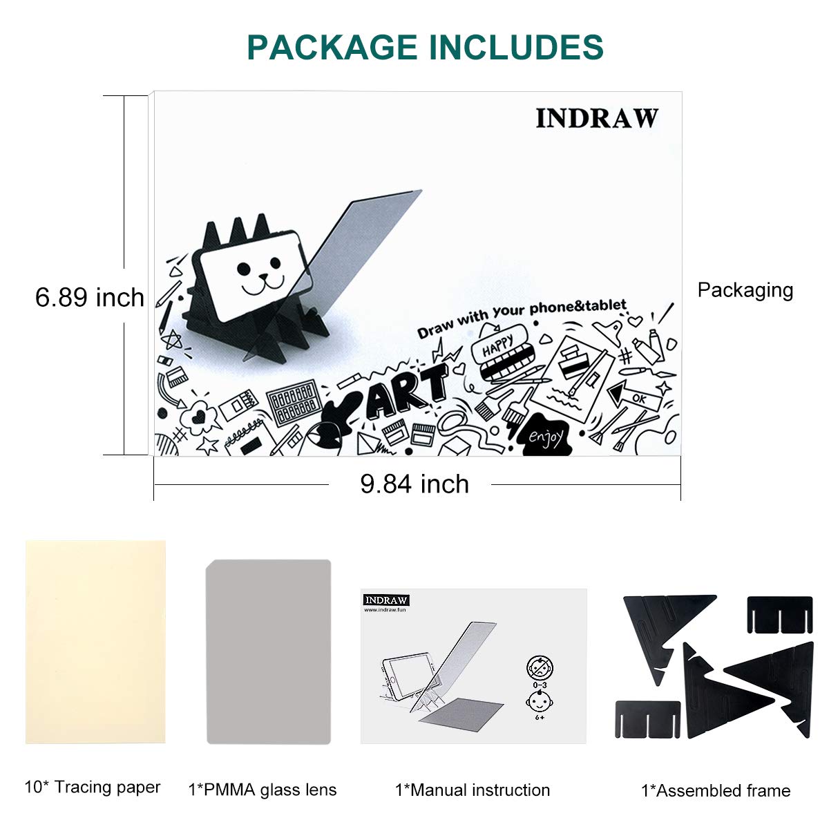 Optical Drawing Board Portable Image Drawing Board Tracing Drawing Projector Painting Board Sketching Tool with PMMA Lens for Beginners, Artists, etc - Small