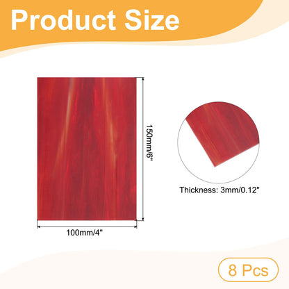 MECCANIXITY 8 Sheets Stained Glass Sheets,4 x 6 Inch Variety Mosaic Glass Tiles for DIY Projects Home Crafts Decoration,Red Series