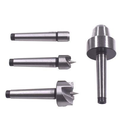HGC 4 Pcs MT1 Steel Wood Lathe Live Center Drive Spur Cup Arbor with Wood Case