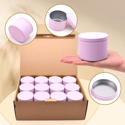 YJHSS 24-Pack 4oz Candle Tins with Lids, Metal Candle Jars for Candle Making, Empty Containers Vessels Bulk for Small Business & Beginners DIY Storage -Pink