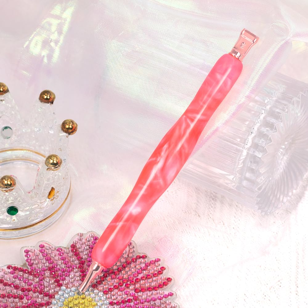 Praise V Do Diamond Painting Art Drill Pen Kit with Screw Stainless Steel Rose Metal Tip Nibs Placers Roller Tool Accessories, Diamond Art Pen for 5D Diamond Paint Bead Dot NeonPink