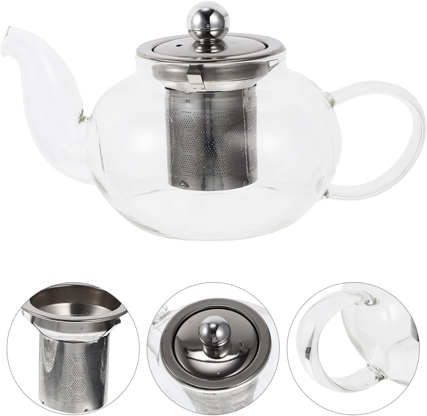 Hemoton Glass Teapot Stovetop Tea Kettle, Tea Dispenser with Infuser for Tea Coffee Drink 400ML