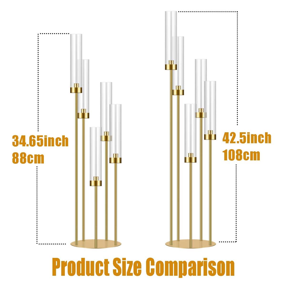 35in 4 Set Gold Candelabra Candle Centerpieces for Tables Candlesticks Holder Wedding Centerpieces Table Decorations Fit 0.9" LED Candle