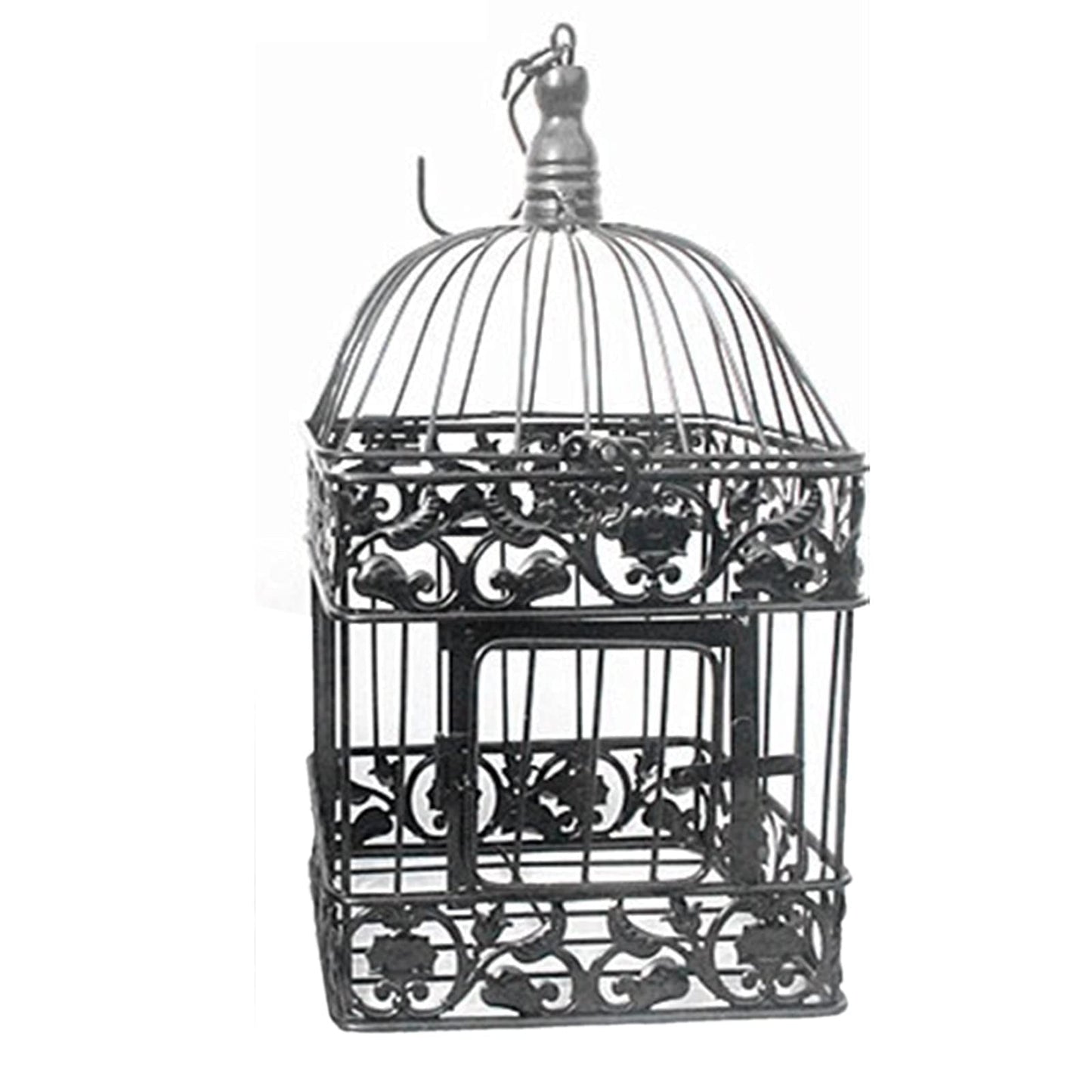 QTBH Universal Birdcage Bird Carrier Fashion Wedding Birdcage Iron Home Decoration Square Bird Cage Custom Decorative Cage Black White Parrot Cage Outdoor Bird Aviary (Size : Large)