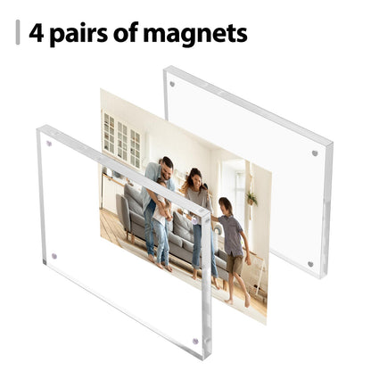Fixwal 4x6 Picture Frame, 6 Pack Acrylic Frames, Clear Double Sided Photo Frame with Magnetic Desktop