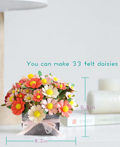 BAZIMA DIY Felt Flower Art Craft Kit, DIY Daisy Bouquet Kit, Floral Gifts, Beginner Craft Kit, Arrange Pre-Cut Flowers and Foliage