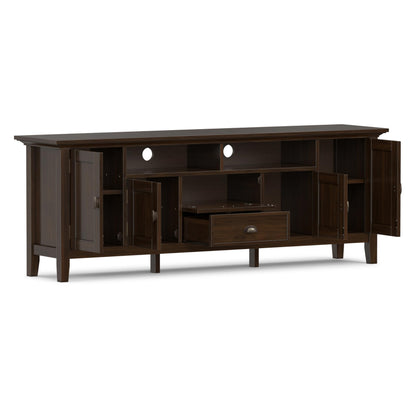 SIMPLIHOME Redmond TV Stand - 72 inch Wide Solid Wood Media Console in Brunette Brown, Transitional Entertainment Center for Living Room for TVs up to 80 Inches with Drawers and Cable Management