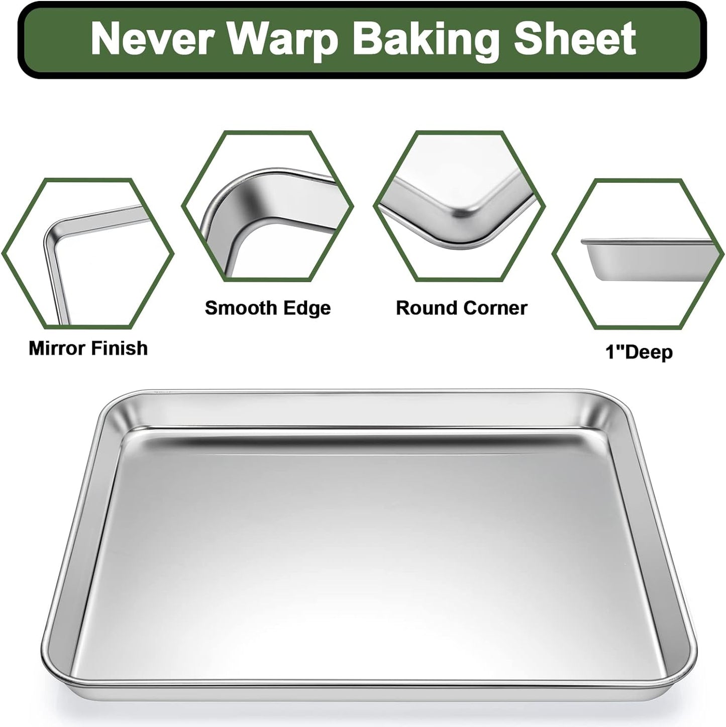 Skiennix Baking Sheet Tray Set - Heavy Duty Stainless Steel Cookie Pan with Silicone Mats | 9-Piece Set in Red