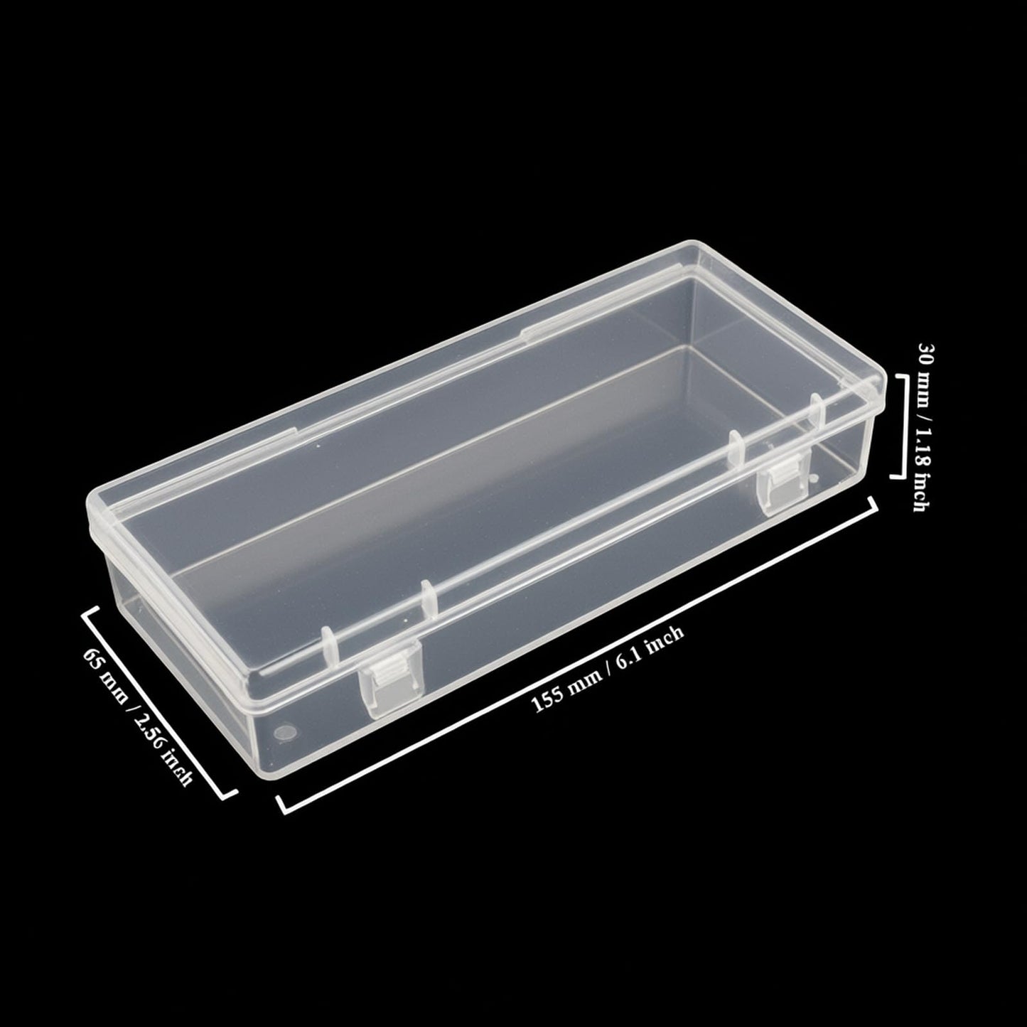 Thintinick 6 Pack Rectangular Clear Plastic Storage Containers Box with Hinged Lid for Beads and Other Small Craft Items (6.1 x 2.56 x 1.18 inch)