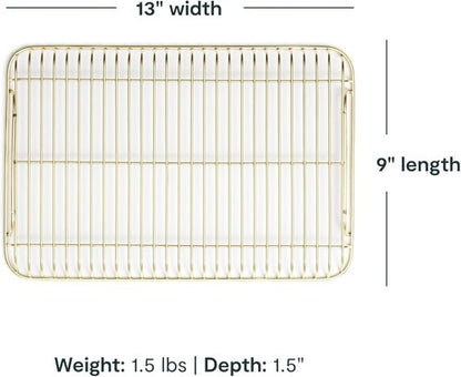 Caraway Stainless Steel Cooling Rack - 9" x 13" - Perfect for Cooling Baked Goods & Icing - Gold Finish