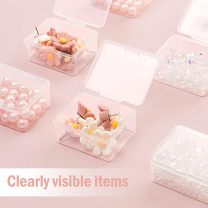 CINDALOG 2PACK Bead Storage Containers, 32 Grids Clear Plastic Bead Organizer Craft Organizers and Storage Box with Secure Hinged Lid for Jewelry Charms, Nail Jewelry Rhinestones, DIY Supply Case