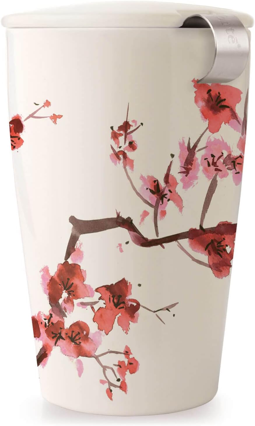 12 oz Tea Forte Double-Walled Ceramic Kati Cup, Removable Stainless Steel Infuser Basket and Lid, Steeps Loose Leaf