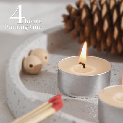 Natural Ivory White Beeswax Tealight Candles in Metal Aluminum Cup - Organic Small Candle Natural Scent Smokeless 4-5 Hours Burning - Pack of 36