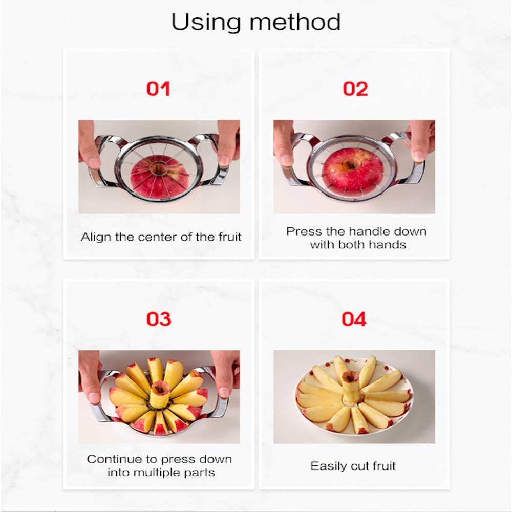 ELECTROEEL Premium Apple Slicer, Upgraded 12-Blade Extra Large Stainless Steel Cutter, Corer, Peeler for 4 Inch Apples