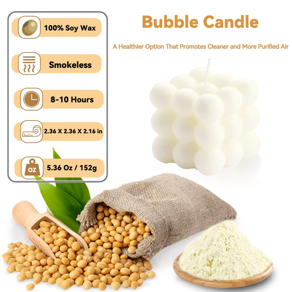 Aokala Scented Bubble Candles Gifts Set for Women, Large Candles for Home Decor Scented, 2 x 5.4 oz Soy Wax Aromatherapy Candles, Cube Aesthetic Candle, Ideal Gifts for Valentines Day, Mother's Day
