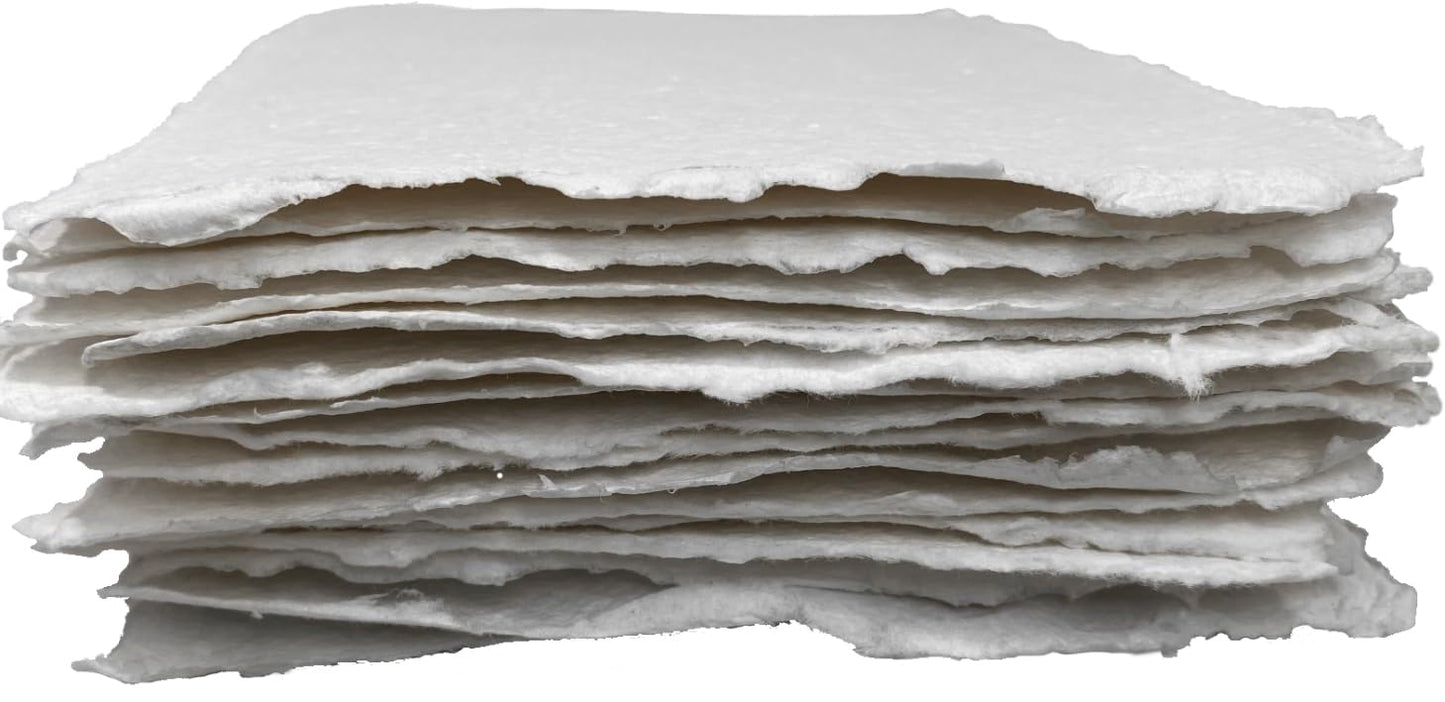 Wanderings Thick Handmade Watercolor Paper with Deckled Edge - 9" x 12" - 500GSM Premium White Cold-Pressed Textured Mixed Media Paper Made with Recycled Cotton - 15 Loose Leaf Sheets