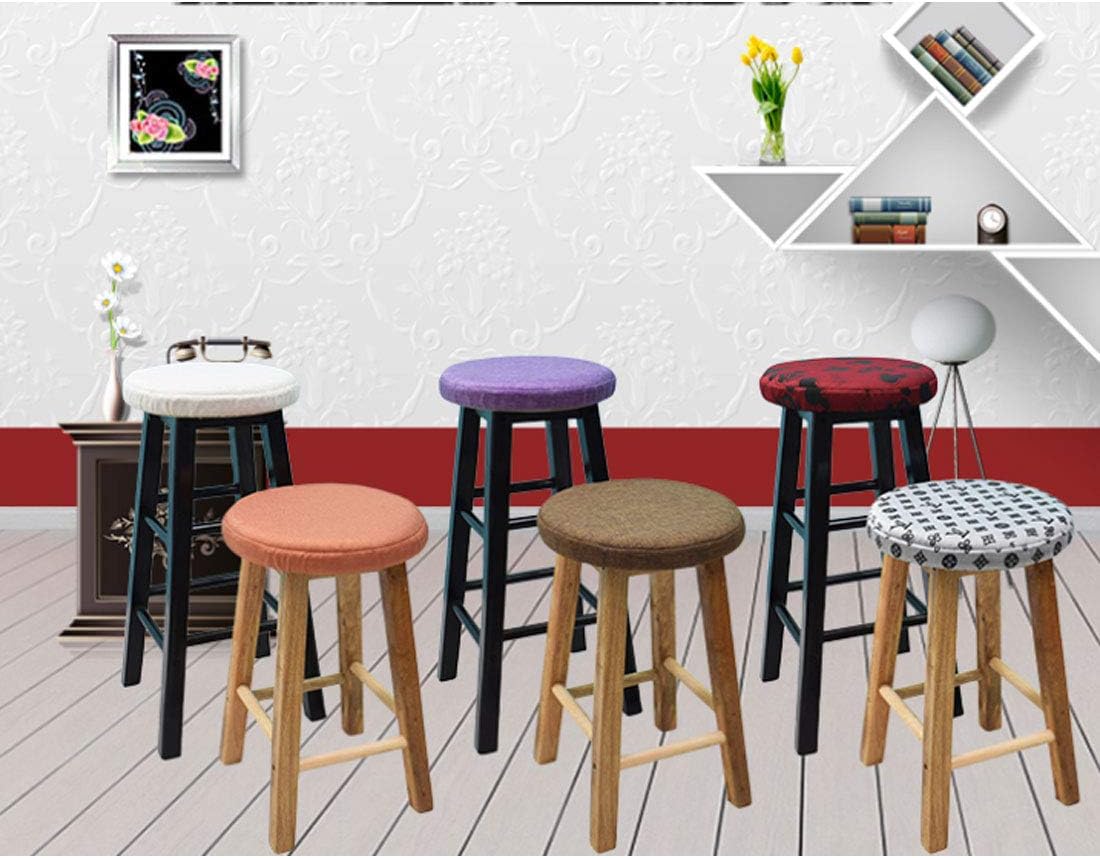Levoberg 13inch/33cm 7 Round bar Stool Covers Linen Sponge bar Stool Cushions Round Chair seat slipcovers