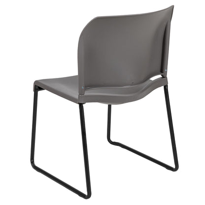 Flash Furniture Hercules Series Contoured Stacking Chairs for Waiting Rooms and Offices, Ergonomic Lobby Chairs with Curved Back, Set of 5, Gray