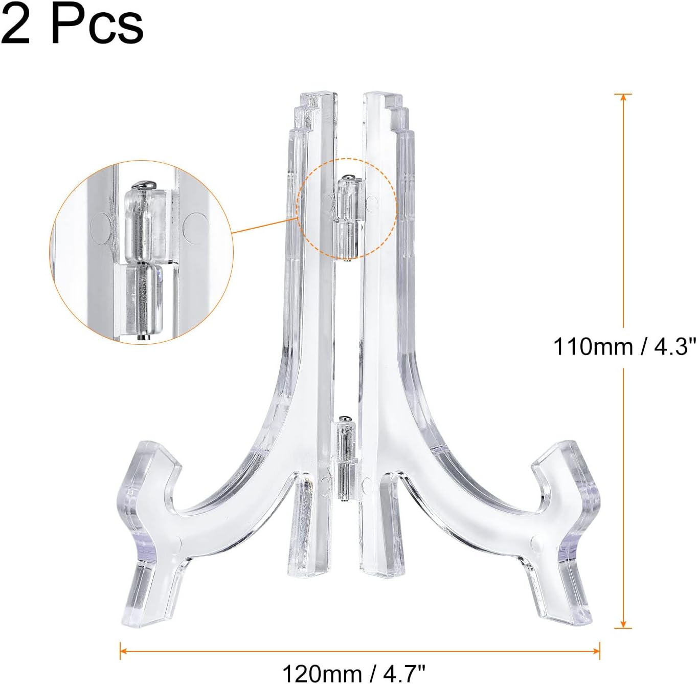 uxcell 2pcs 4.3" Easel Plate Holder, Plastic Folding Display Stand for Decorative Picture Frame