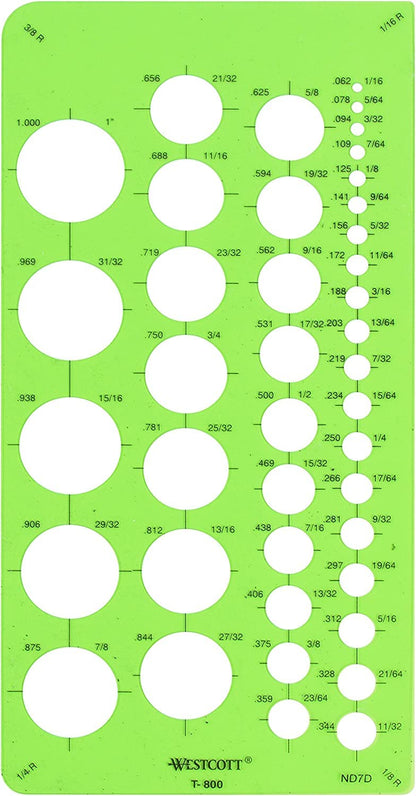 Westcott T-800 Small Circles Template, Plastic Geometric Shapes Template Tool for Drawing and Drafting