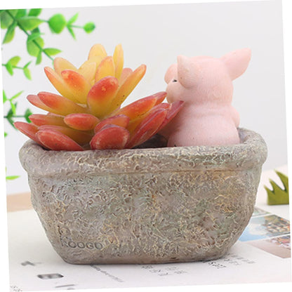 Yardwe Ceramic Planter, Unique Cactus Pot, Decorative Airplant Pot, Mini Container for Bonsai or Desk Topper