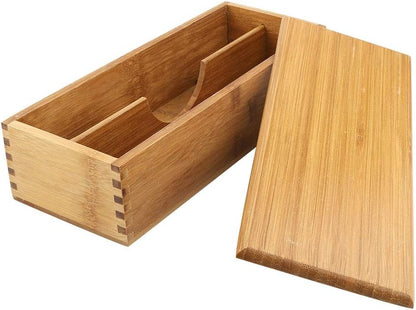 Cutlery Box with Lid, Japanese Chopsticks Box Tableware Spoon Cage, Bamboo Chopstick Spoon Storage Box for Kitchen