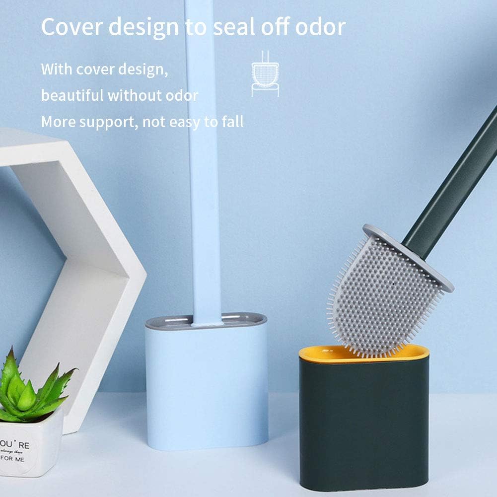 Revolutionary Silicone Flex Toilet Brush with Holder - No-Slip Long Handle, Wall Mounting Cleaning Brush Set