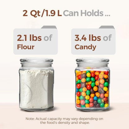 ComSaf 64 oz Glass Jar Set - Airtight Storage Containers with Lids for Kitchen & Pantry | Set of 2