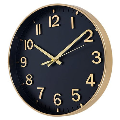 HZDHCLH Wall Clocks Battery Operated,Wall Clock Black Gold,8 inch Wall Clock Silent Non Ticking Modern 3D Numbers for Kitchen Bedroom Living Room Office Classroom Decor