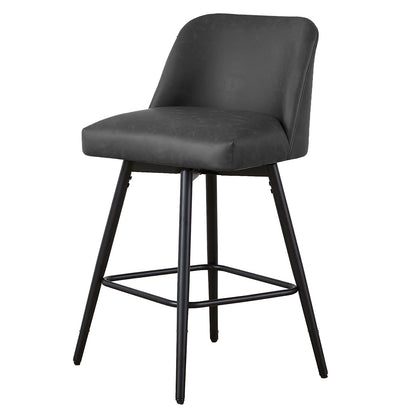 Coolazy Counter Height Bar Stools Set of 4,360° Swivel Faux Leather Barstools with High Back 26" H Seat Height (Faux Leather-Grey, 4 Pieces - 26" Counter Height)