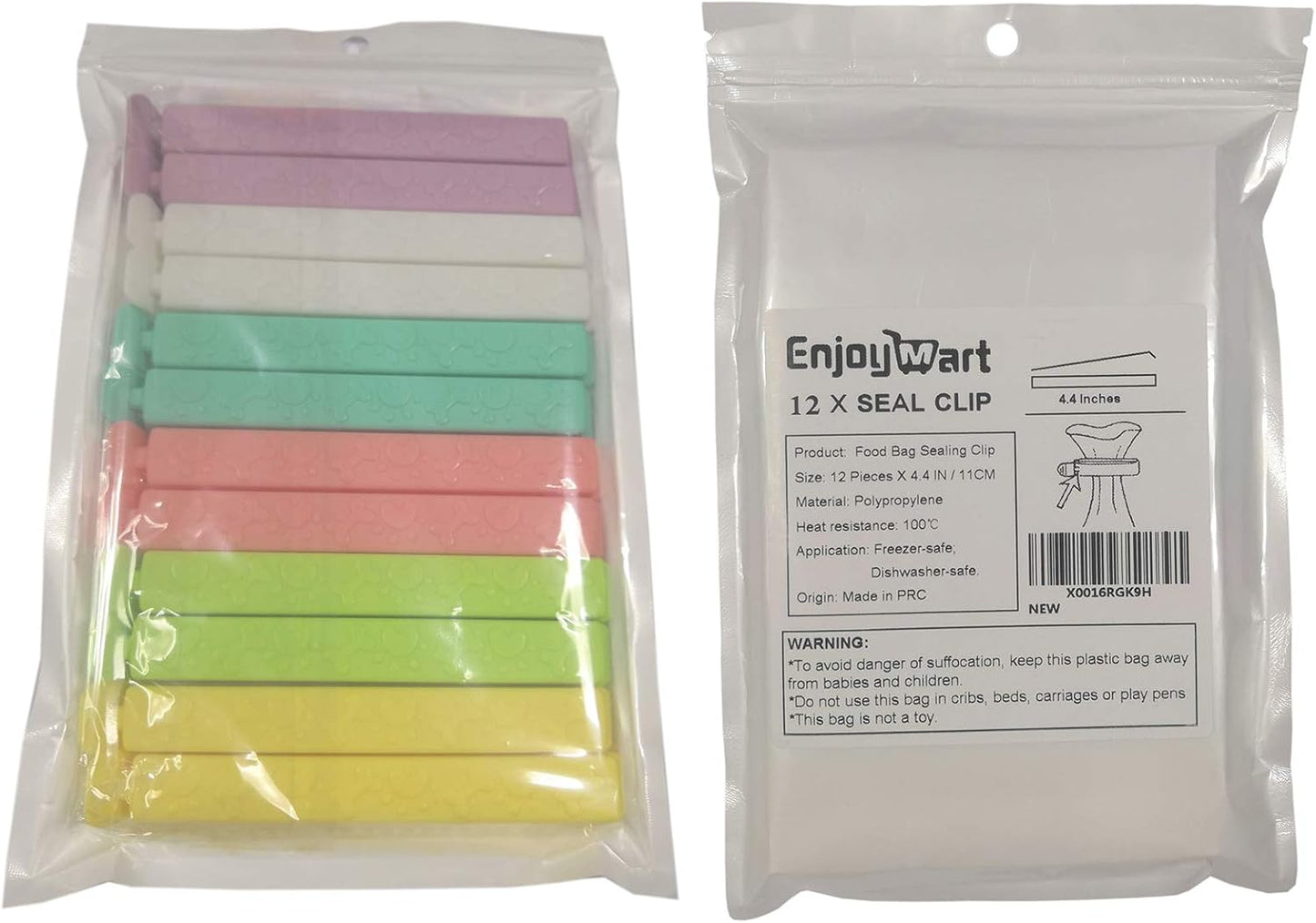 ANVAK Food Clips Bag Sealing Clips, 4.4 inches, Multi-colors, 12pcs Bag Fresh-Keeping Clamp Sealer for Kitchen