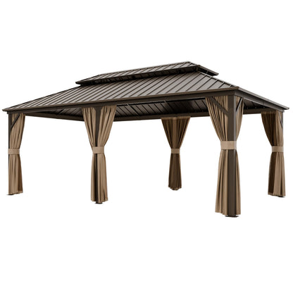 COOS BAY 12x20 Hardtop Gazebo with Aluminum Frame, Galvanized Steel Roof with UV Protection for Patio, Backyard, Garden, Outdoor Events, Dark Brown/Tan