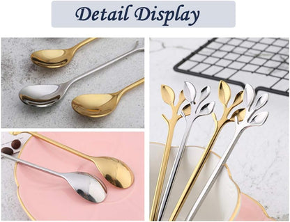 Appetizer Cake Fruit Forks Set of 8, Gold Leaf Cocktail Picks for Wedding Party and Kitchen Use