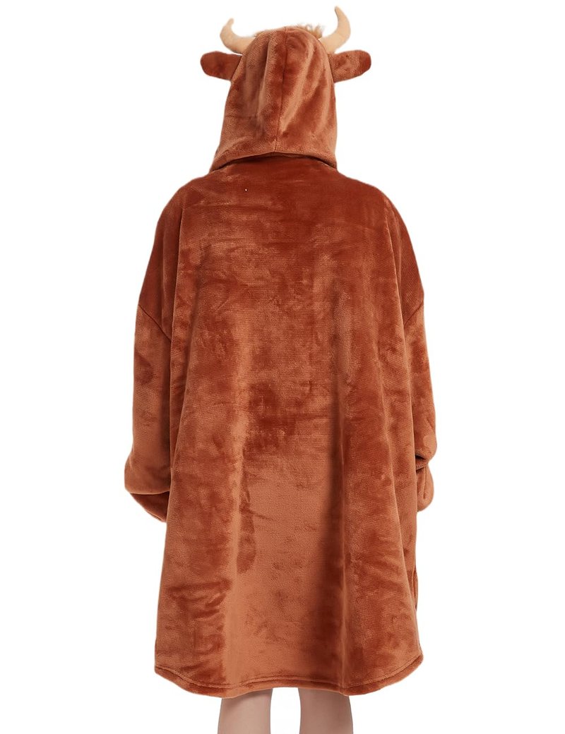 NAFLEAP Blanket Hoodie Women Wearable Blanket Adult Oversized Fleece Sherpa Christmas Sweatshirt Gift for Women, Brown cow adult