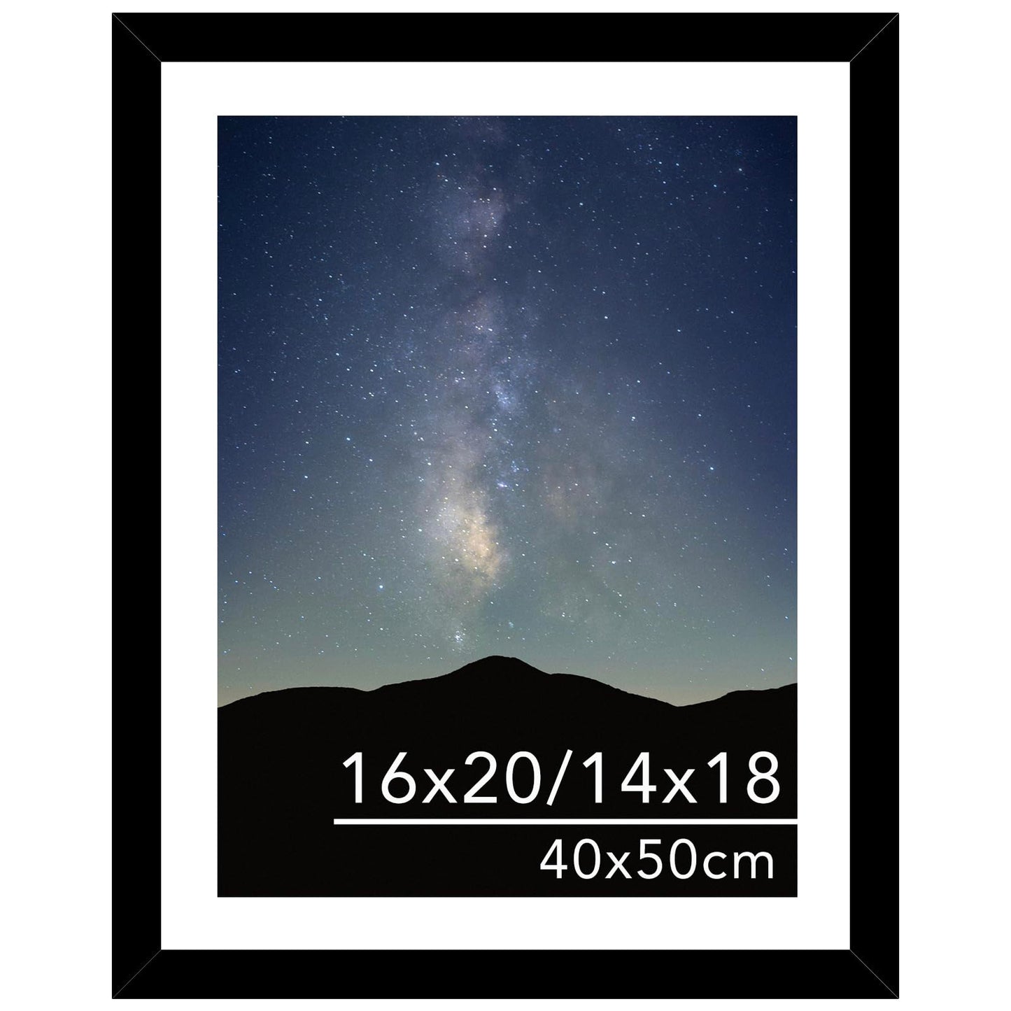 JCJMY 16x20 Picture Frame Black with 14x18 Mat for 40 x 50cm Diamond Art Painting, Display Photo 14x18 with Mat or 16 x 20 Without Mat, Wall Hanging Large Frame with Plexiglass, Black