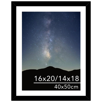 JCJMY 16x20 Picture Frame Black with 14x18 Mat for 40 x 50cm Diamond Art Painting, Display Photo 14x18 with Mat or 16 x 20 Without Mat, Wall Hanging Large Frame with Plexiglass, Black