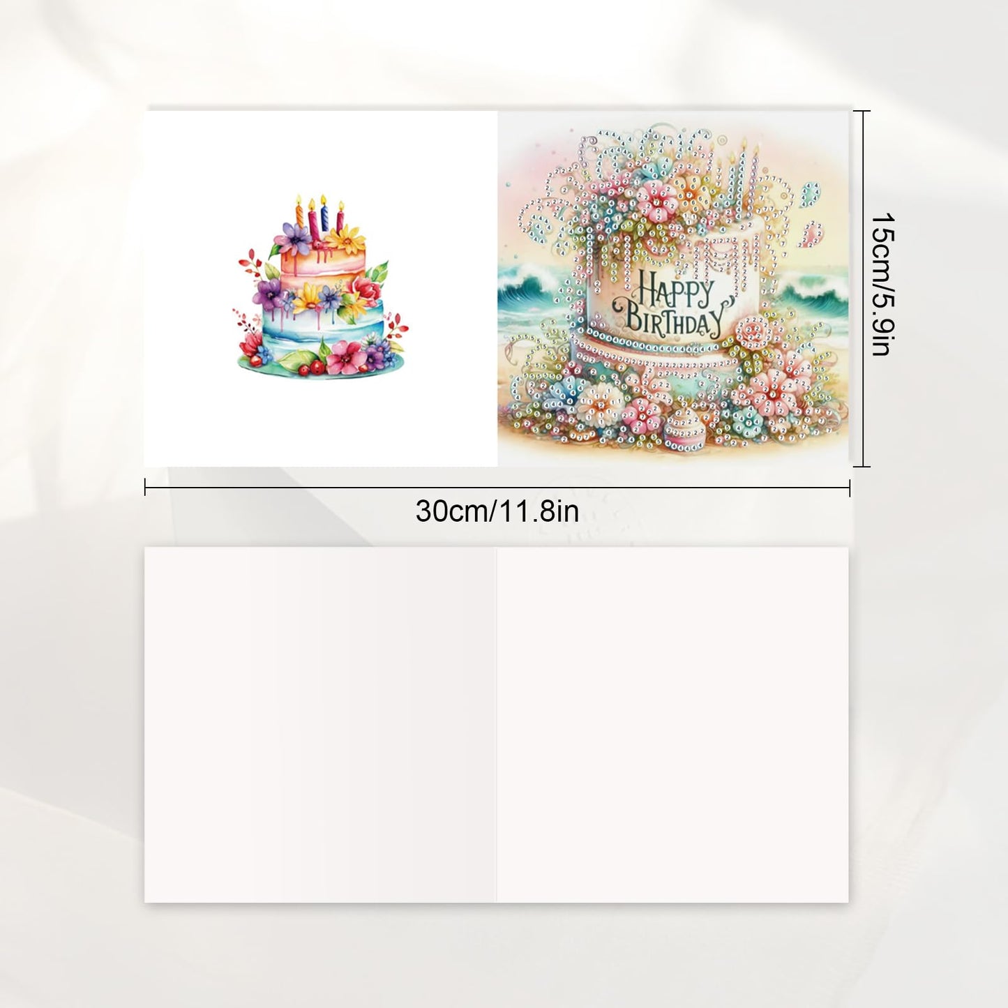 JISHSHAY 6 PCS Diamond Painting Happy Birthday Cards Flower Cake Diamond Art Greeting Cards with Envelopes Gem Art Gem Painting Embroidery Kit Mosaic Kits for Adults with Special Shape Drills