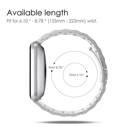 FINTIE Metal Band Compatible with Fitbit Versa 2 1 and Lite Edition, Solid Stainless Steel Strap Replacement Wristband Business Bracelet, Silver