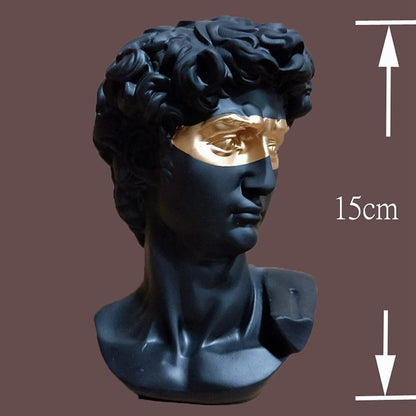 Taotenish Greek David Head Statue, Classic Black Resin, 6" H x 6" W x 6" D, Home & Office Decor