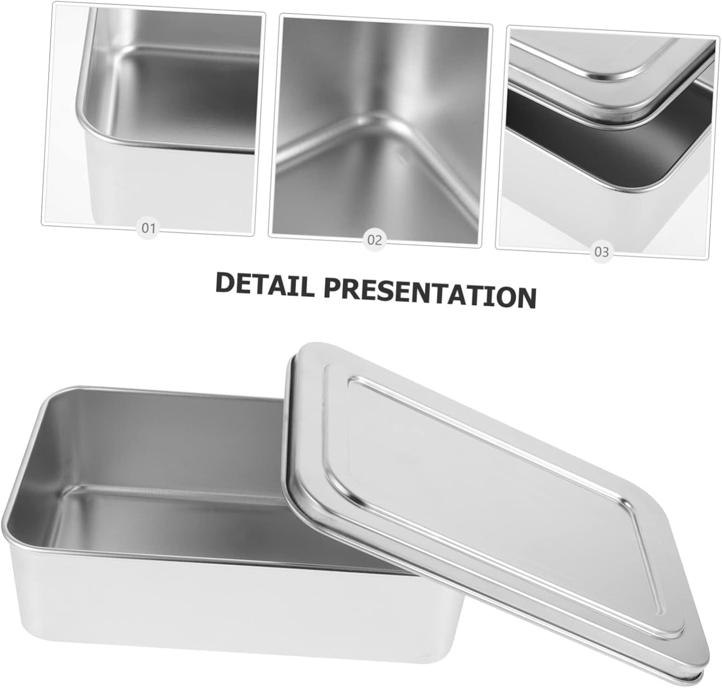 Box Covered Baking Tray - Stainless Steel Bakeware with Lid, Bread Baking Pan, Oven Tray
