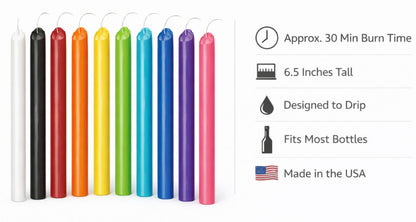 Funny Guy Mugs Drip Candles – 24 Pack Green Dripping Wax Candles, 6.5” Unscented Tapers for Bottle Drip Décor & Statement Centerpiece