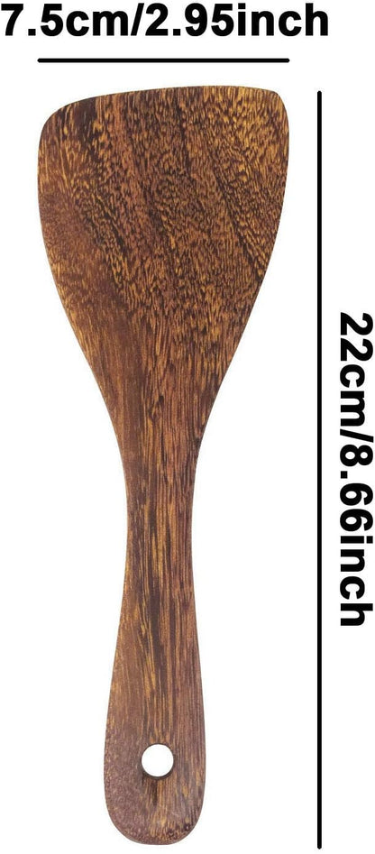Honbay 2PCS Wooden Rice Spoon, Rice Paddle for Kitchen Cooking, Oblique Head Design